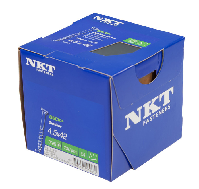 NKT Fasteners DECK+ Outdoor terrasseskrue 4,5 x 42mm 250 stk.